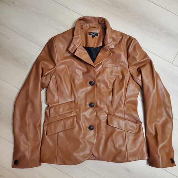 Brown Faux Leather Jacket - Picture 6 of 8